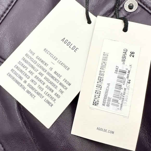 Agolde Recycled Leather 90's Pinch Waist Pants in Nightshade - Picture 12 of 16